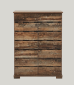 Rustic Wooden Shoe Cabinet with Slatted Vent Doors