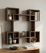 4-Cube Symmetrical Interlocking Floating Wall Shelf (Geometric Wooden Wall Display) - Image 2