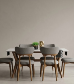 Luxury 6-Seater Modern Dining Table Set with Upholstered Curved Chairs - Image 2