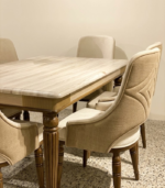 Minimalist Light Wood 6-Seater Dining Table Set with Textured Beige Chairs - Image 2