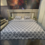 Luxury Upholstered King Size Bed Set with Split Headboard & Side Tables