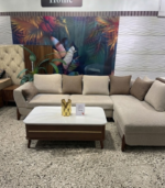 Modern L-Shaped Bouclé Sectional Sofa Set with Accent Pillows & Coffee Table - Image 2