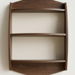 Mid-Century Curved Walnut Wall Shelf Unit (3-Tier Display Rack)