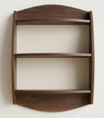 Mid-Century Curved Walnut Wall Shelf Unit (3-Tier Display Rack)