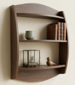 Mid-Century Curved Walnut Wall Shelf Unit (3-Tier Display Rack) - Image 2