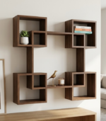 4-Cube Symmetrical Interlocking Floating Wall Shelf (Geometric Wooden Wall Display)